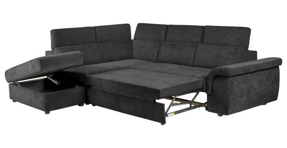 ECKSOFA Schwarz Flachgewebe  - Schwarz, KONVENTIONELL, Kunststoff/Textil (235/280cm) - Carryhome