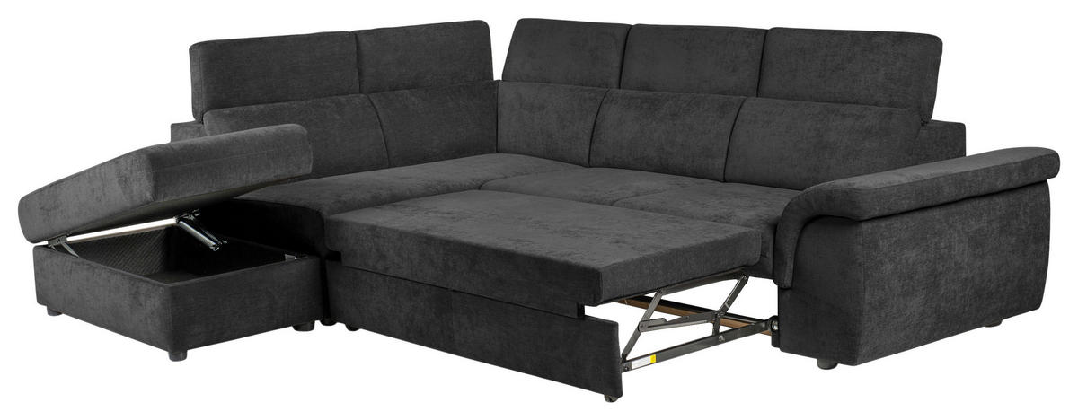ECKSOFA Schwarz Flachgewebe  - Schwarz, KONVENTIONELL, Kunststoff/Textil (235/280cm) - Carryhome