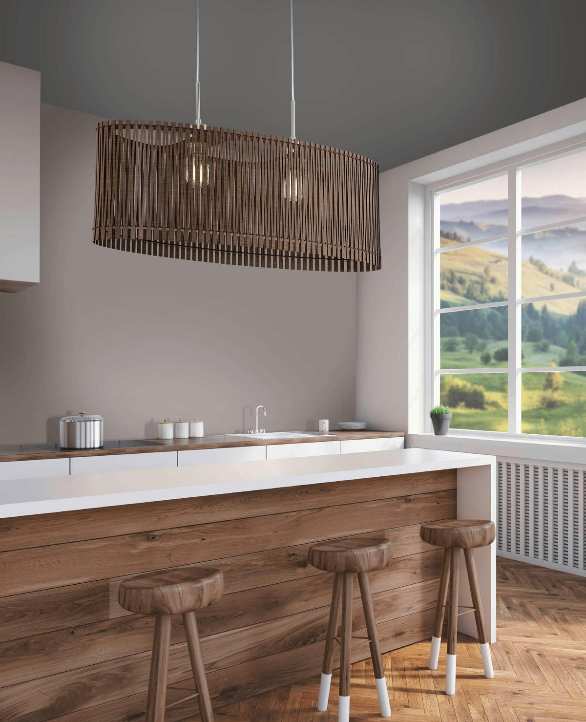 HÄNGELEUCHTE Sendero 77,5/25/130 cm   - Braun, Natur, Holz/Metall (77,5/25/130cm) - Eglo