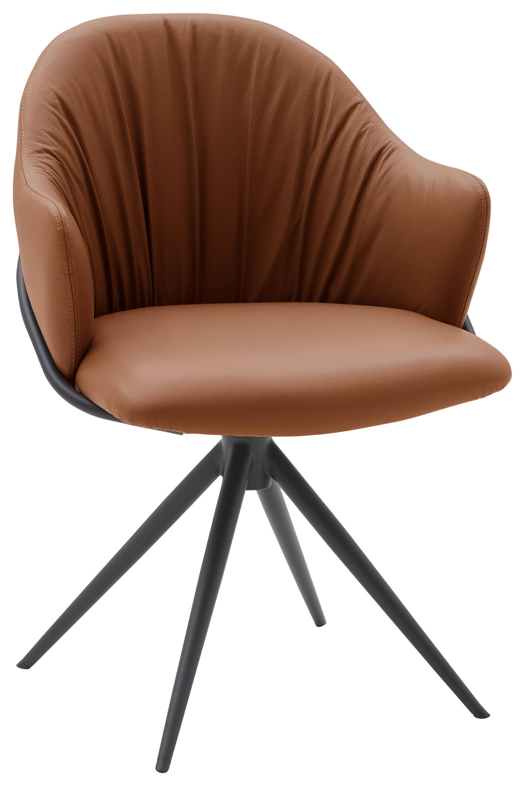 ARMLEHNSTUHL  in Echtleder pigmentiert  - Cognac/Anthrazit, Design, Leder (57/84/44,5cm) - Emilio Belluti