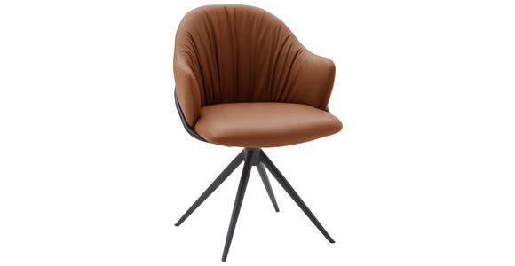 ARMLEHNSTUHL  in Echtleder pigmentiert  - Cognac/Anthrazit, Design, Leder (57/84/44,5cm) - Emilio Belluti