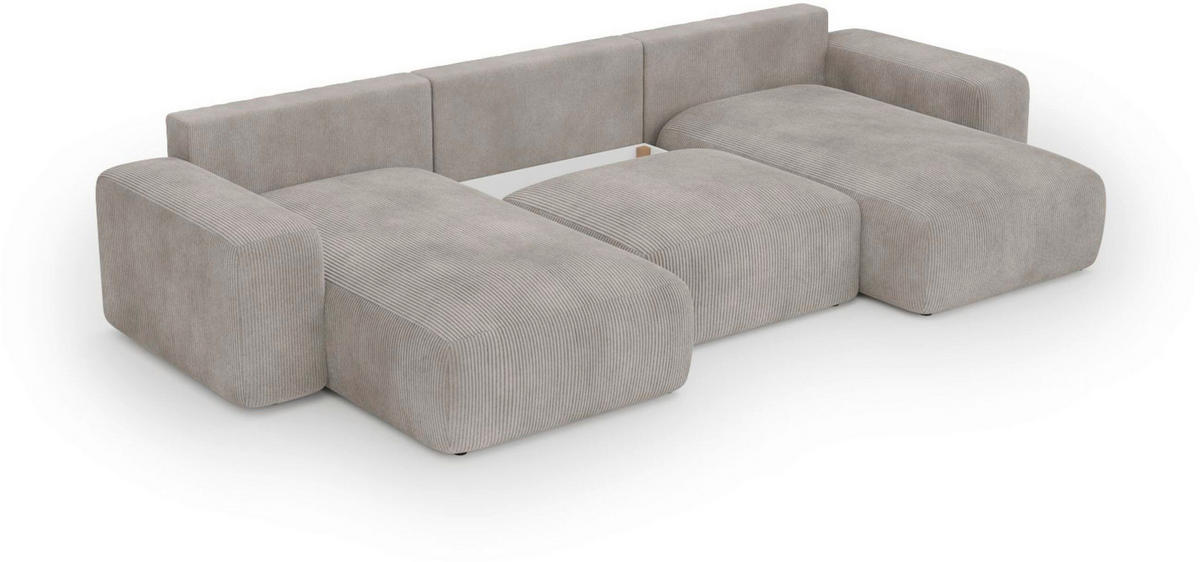 WOHNLANDSCHAFT Braun Cord  - Schwarz/Braun, Basics, Kunststoff/Textil (176/364/176cm) - Lomoco
