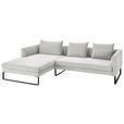 ECKSOFA in Cord Hellgrau  - Hellgrau/Schwarz, KONVENTIONELL, Textil/Metall (178/284cm) - Hom`in