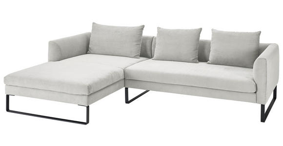 ECKSOFA in Cord Hellgrau  - Hellgrau/Schwarz, KONVENTIONELL, Textil/Metall (178/284cm) - Hom`in