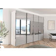 SCHWEBETÜRENSCHRANK  in Weiß, Seidengrau  - Chromfarben/Seidengrau, Design, Glas/Holzwerkstoff (316/235/68cm) - Novel