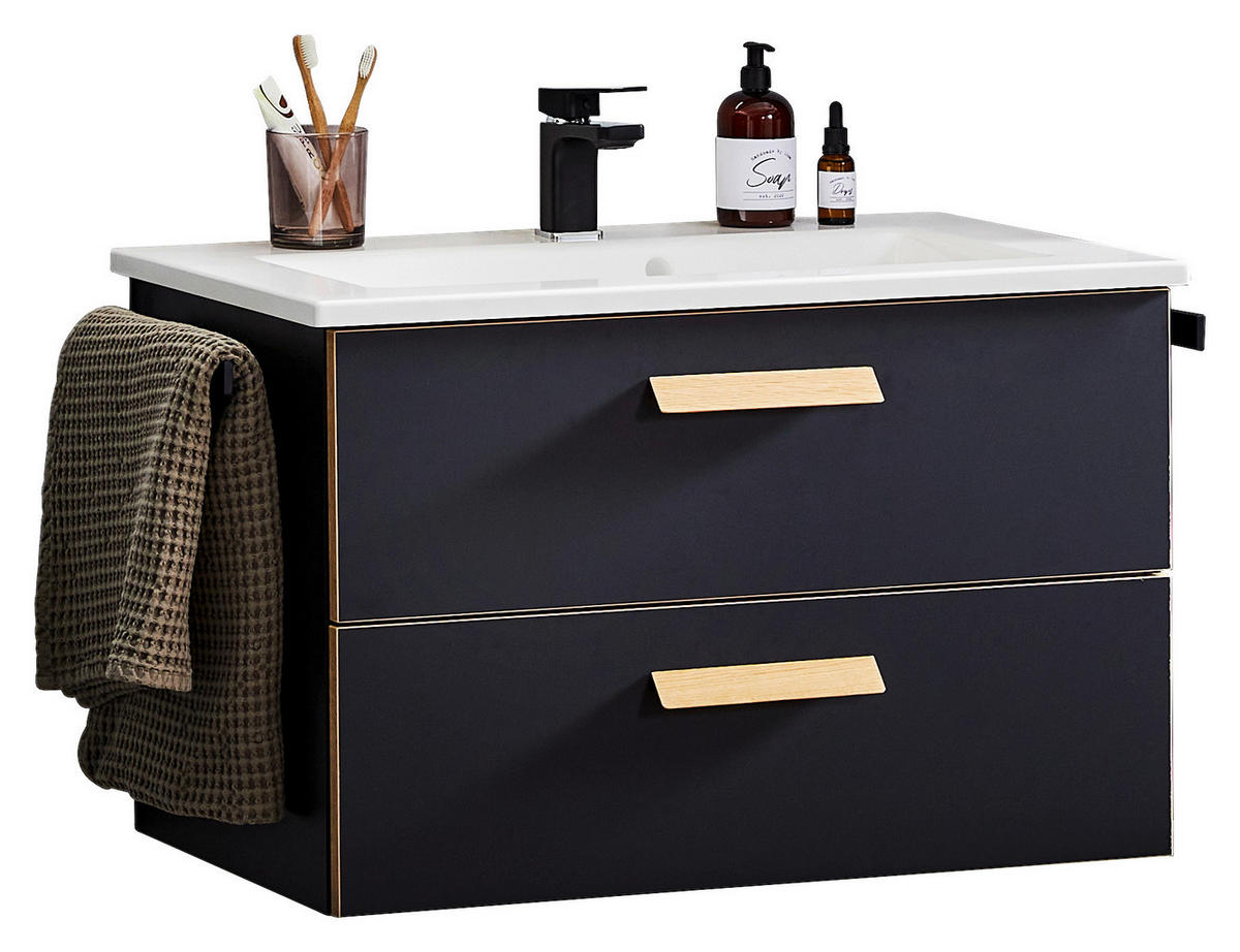 WASCHTISCHKOMBI 78 cm  - Eichefarben/Schwarz, MODERN, Holz/Holzwerkstoff (78cm) - Dieter Knoll