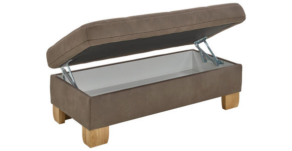 HOCKER Mikrofaser Braun - Beige/Braun, KONVENTIONELL, Holz/Textil (130/47/65cm) - Voleo