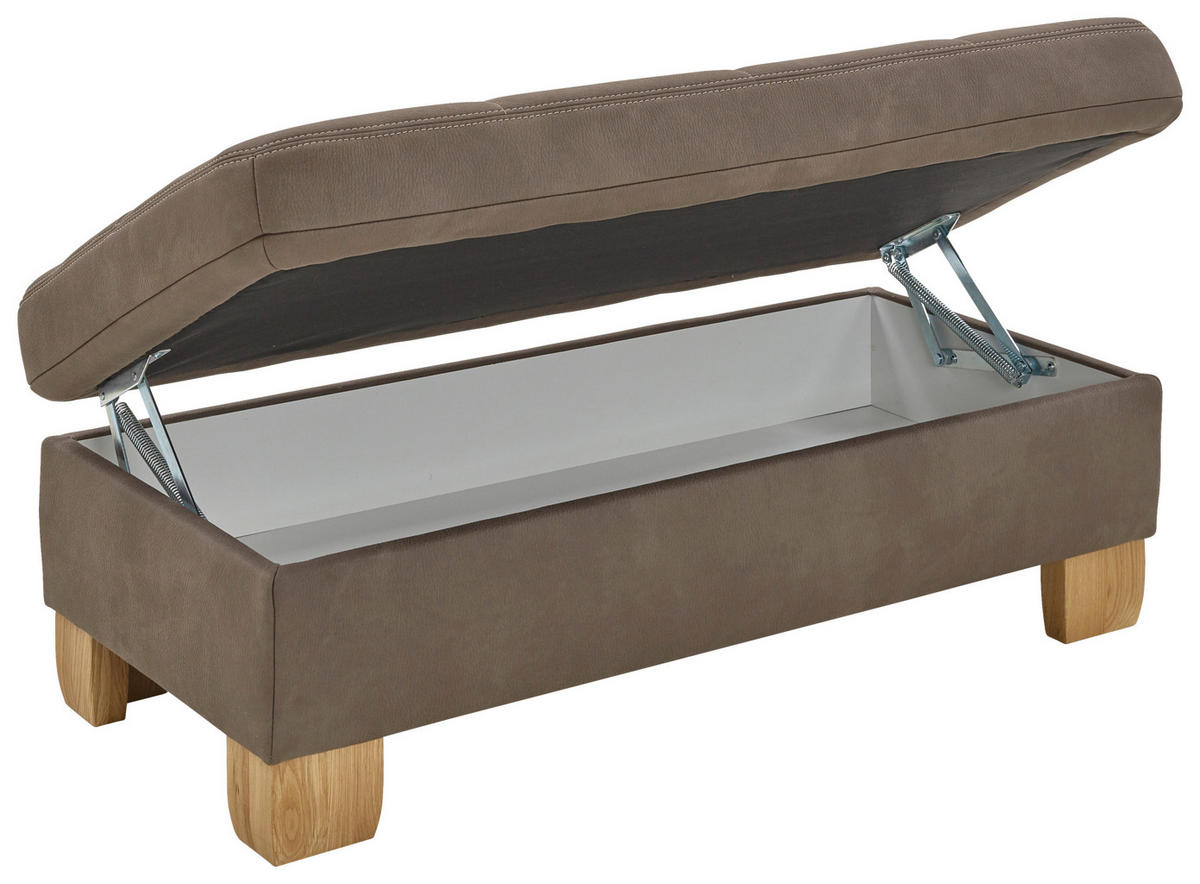 HOCKER in Textil Braun  - Beige/Braun, Konventionell, Holz/Textil (130/47/65cm) - Voleo