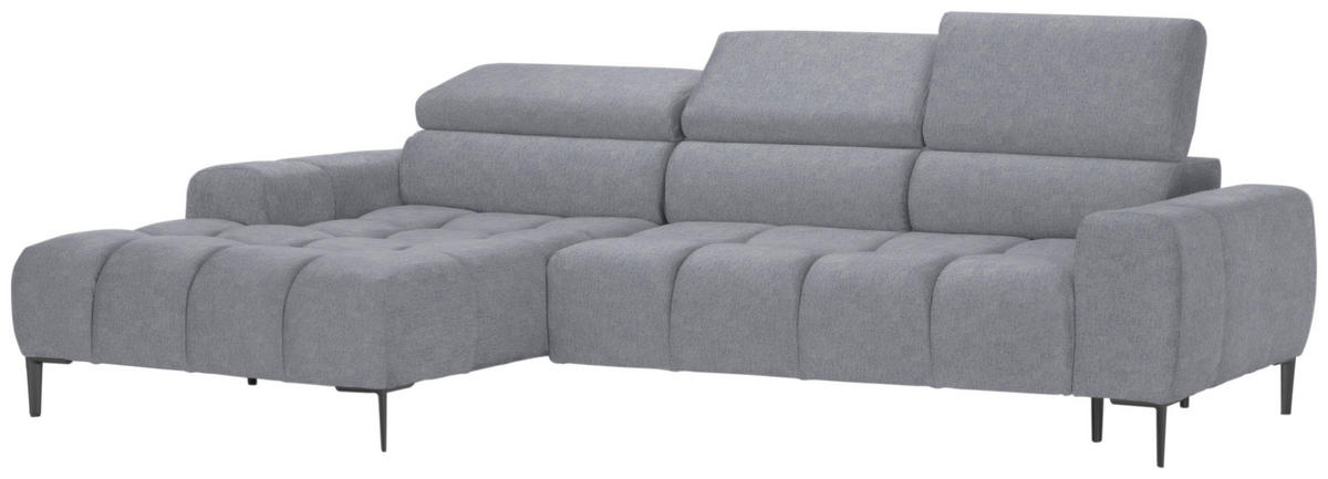 ECKSOFA in Samt, Webstoff Hellgrau  - Hellgrau/Schwarz, Design, Textil/Metall (177/270cm) - Welnova