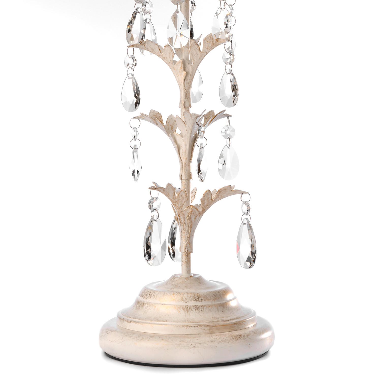 TISCHLEUCHTE 35/58 cm - Weiß, Natur, Glas/Textil (35/58cm)