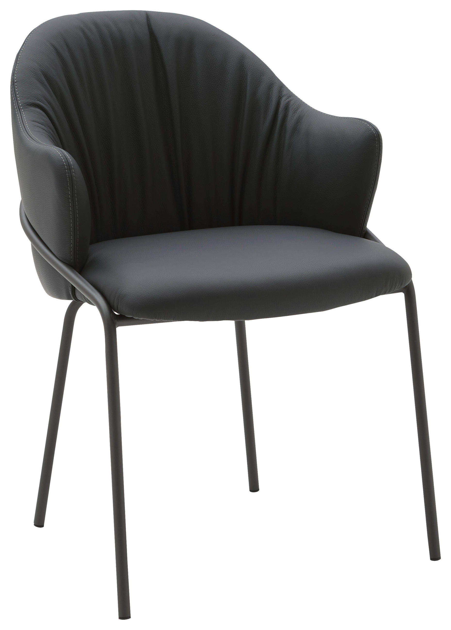 ARMLEHNSTUHL  in Echtleder pigmentiert  - Anthrazit, Design, Leder (55/84/55cm) - Belluti