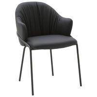 ARMLEHNSTUHL  in Echtleder pigmentiert  - Anthrazit, Design, Leder (55/84/55cm) - Belluti