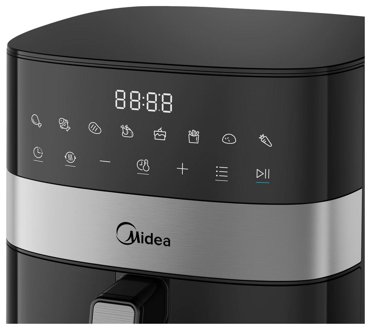 HEIßLUFTFRITTEUSE Airfryer MF-CN65E2 6.3 l  - Silberfarben/Schwarz, Basics, Kunststoff (38,7/30,0/27,1cm) - Midea