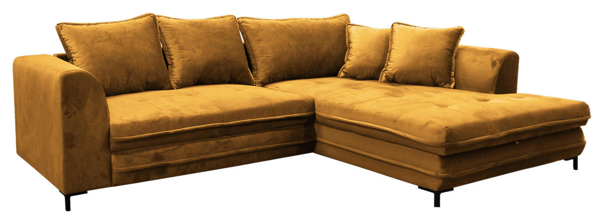 ECKSOFA Gelb Velours  - Gelb/Schwarz, Design, Textil/Metall (277/187cm) - Livetastic