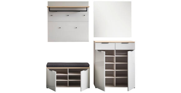 GARDEROBE 5-teilig in 200/197/40 cm - Kaschmir/Eichefarben, Design, Glas/Holzwerkstoff (200/197/40cm) - Voleo
