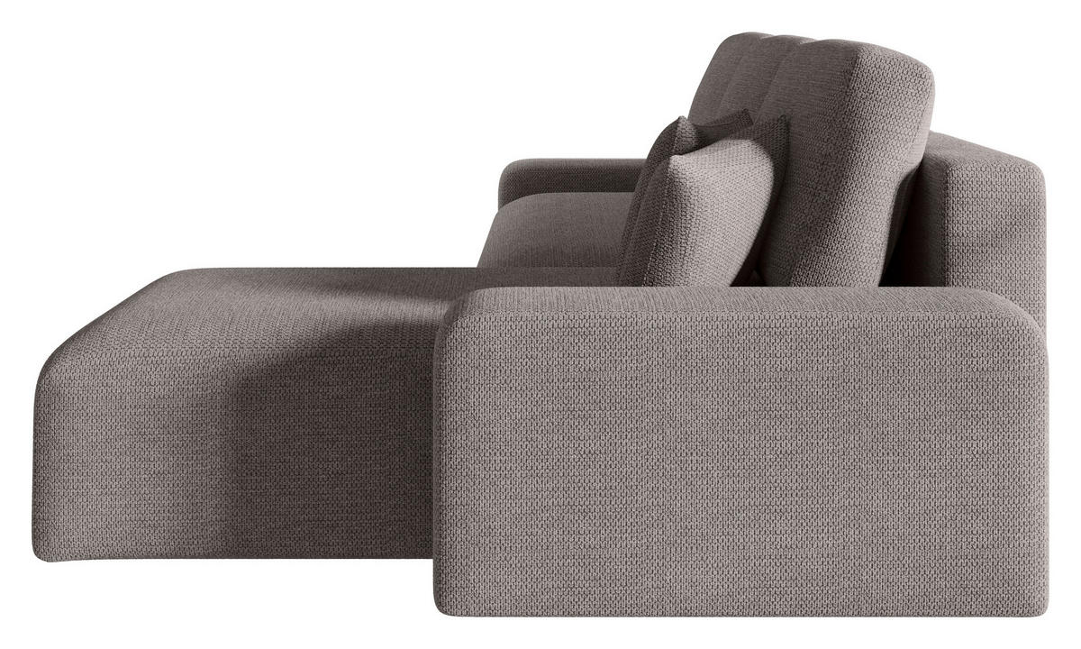 ECKSOFA Hellgrau Bouclé Zierkissen, Rückenkissen, Bettkasten, Schlaffunktion, Rücken echt, Stauraum  - Hellgrau/Schwarz, MODERN, Kunststoff/Textil (248/143cm) - Xora