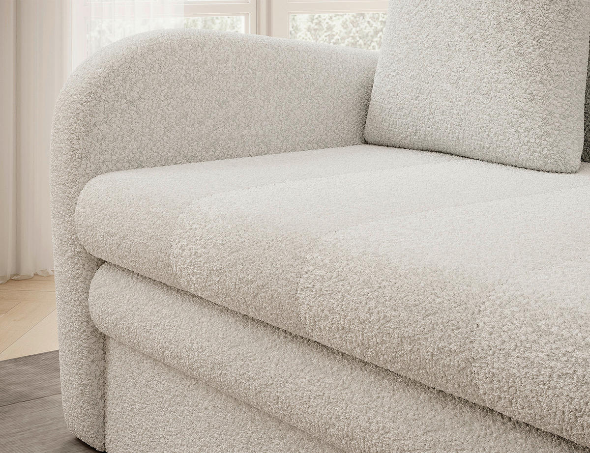 SCHLAFSOFA Teddystoff Weiss  - Weiss/Schwarz, Design, Kunststoff/Textil (130/85/103cm) - MID.YOU