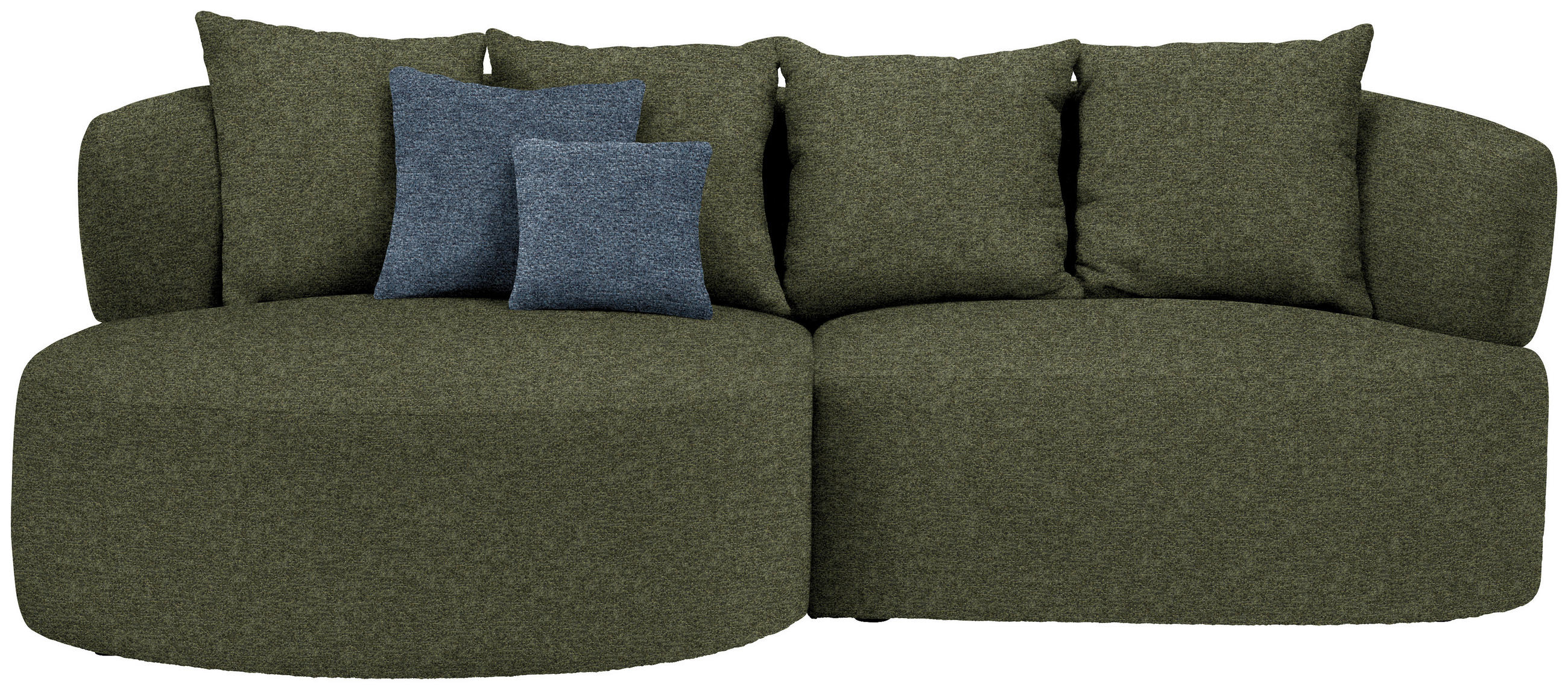 ECKSOFA in Chenille Grün  166/235 cm  - Blau/Schwarz, MODERN, Kunststoff/Textil (166/235cm) - Hom`in