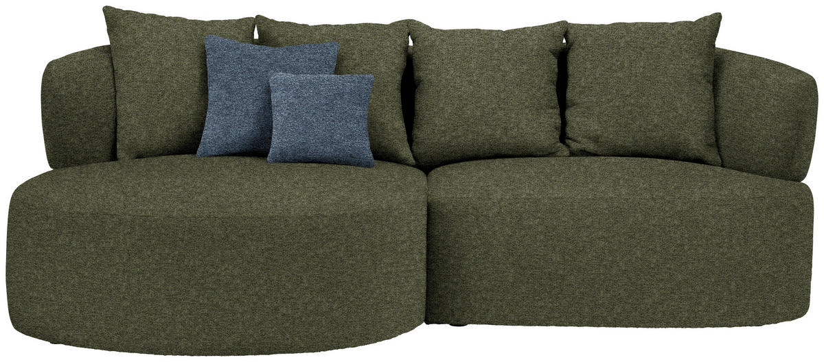 ECKSOFA in Chenille Grün  166/235 cm  - Blau/Schwarz, MODERN, Kunststoff/Textil (166/235cm) - Hom`in