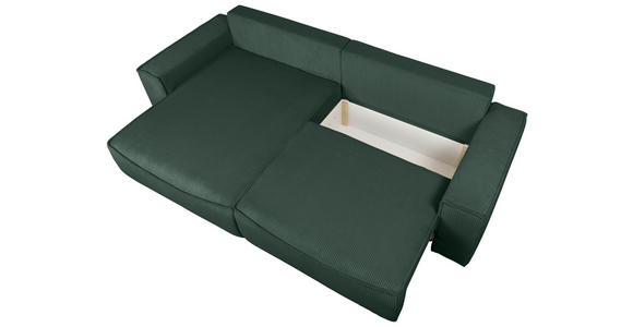 ECKSOFA Dunkelgrün Cord  - Dunkelgrün/Schwarz, KONVENTIONELL, Kunststoff/Textil (148/265cm) - Carryhome