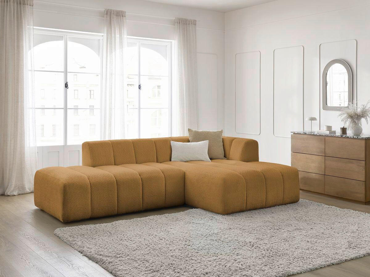ECKSOFA  ANNECY Gelb Bouclé  - Gelb/Schwarz, MODERN, Kunststoff/Textil (262/170cm)