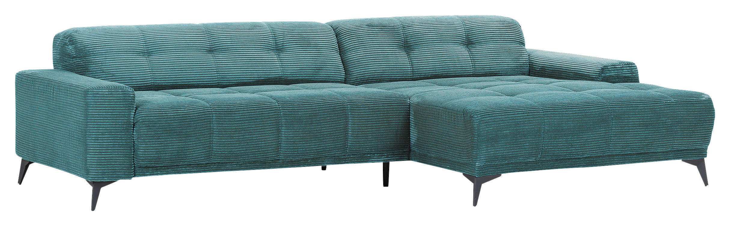 ECKSOFA in Cord Petrol  - Petrol/Schwarz, Konventionell, Textil/Metall (295/165cm) - Carryhome
