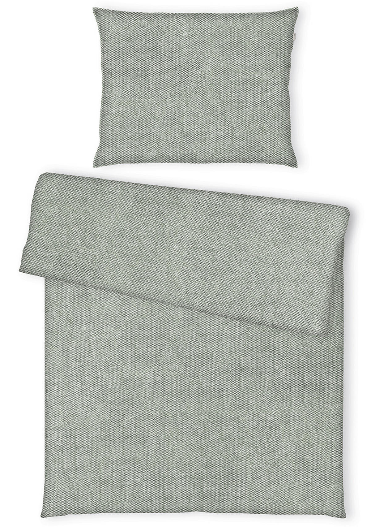 BETTWÄSCHE Tom Tailor Melange Bettwäsche mit Stehsaum Renforcé 140/200 cm  - Hellgrün, Basics, Textil (140/200cm) - Herding