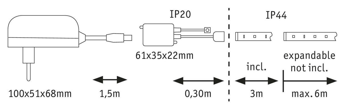 LED-STRIP   - Silberfarben, Basics, Kunststoff (301/0,3cm) - Paulmann
