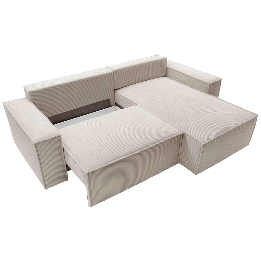 Thumbnail - Mid.you Eckschlafsofa, Beige, Holz, Textil, 3-Sitzer, Füllung: Polyester, Silikon, 251x170 cm, Made in EU, Armlehnen sei...