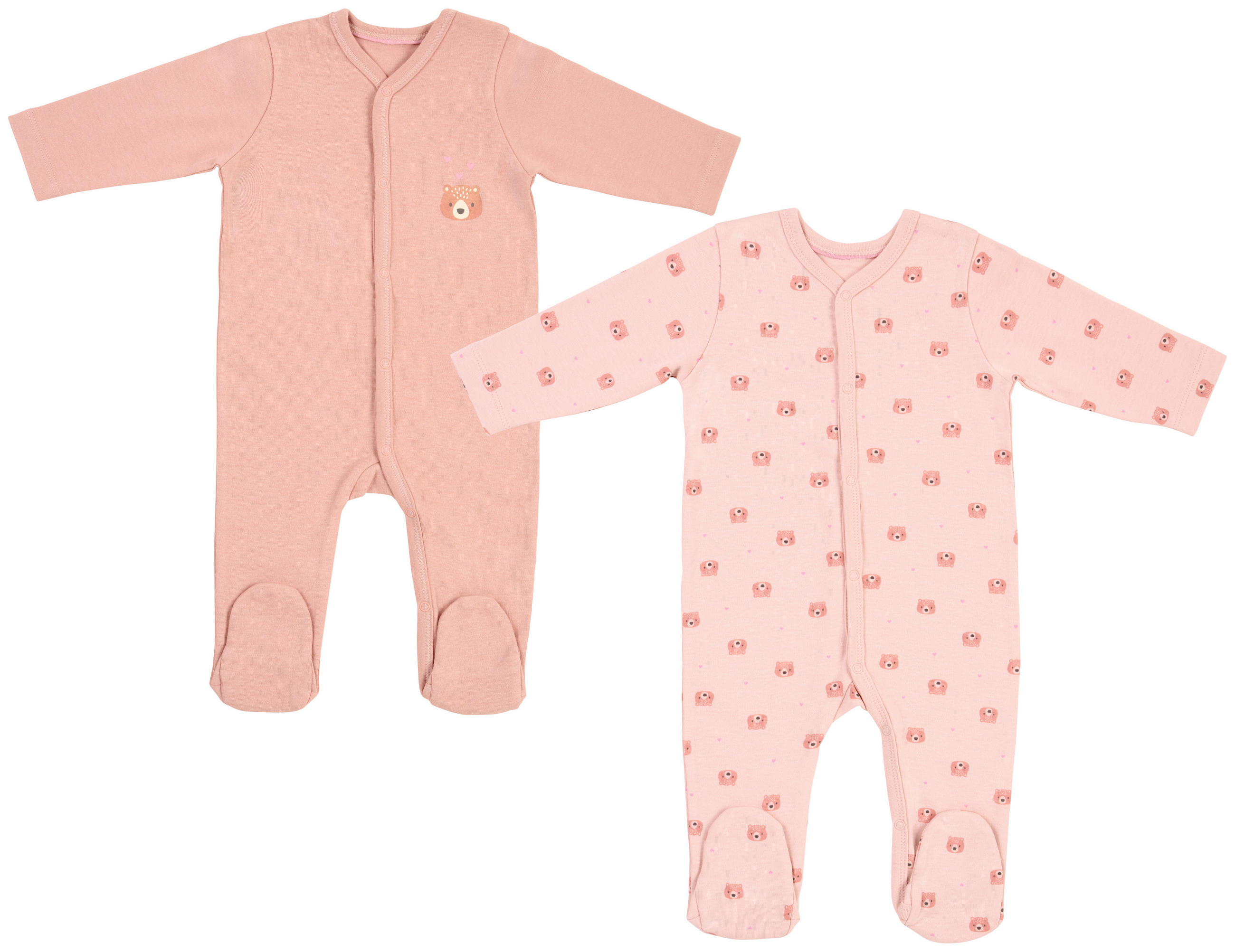 SCHLAFANZUG 2 Stück  - Altrosa/Rosa, Basics, Textil (68null) - Patinio
