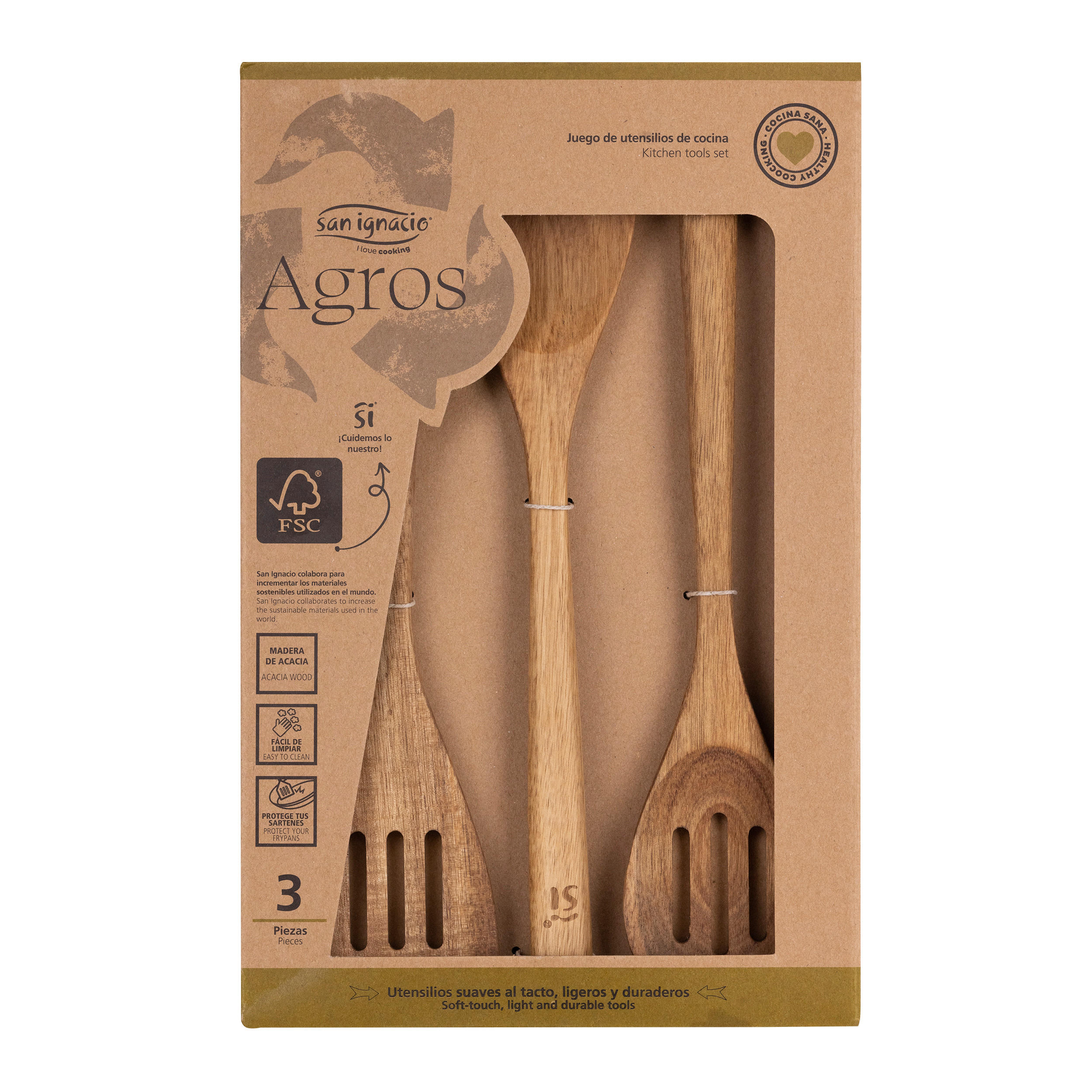 Küchenhelferset Nussbaumfarben 3-Teilig