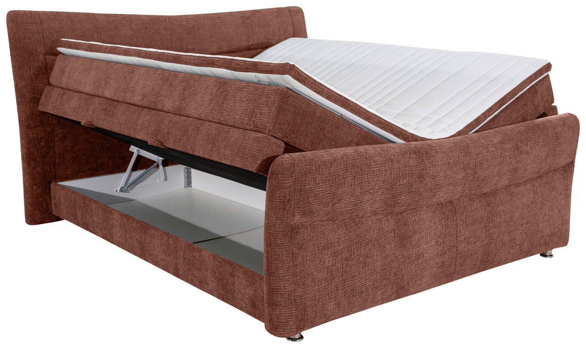 BOXSPRINGBETT 180/200 cm  in Braun  - Chromfarben/Braun, KONVENTIONELL, Textil/Metall (180/200cm) - Esposa