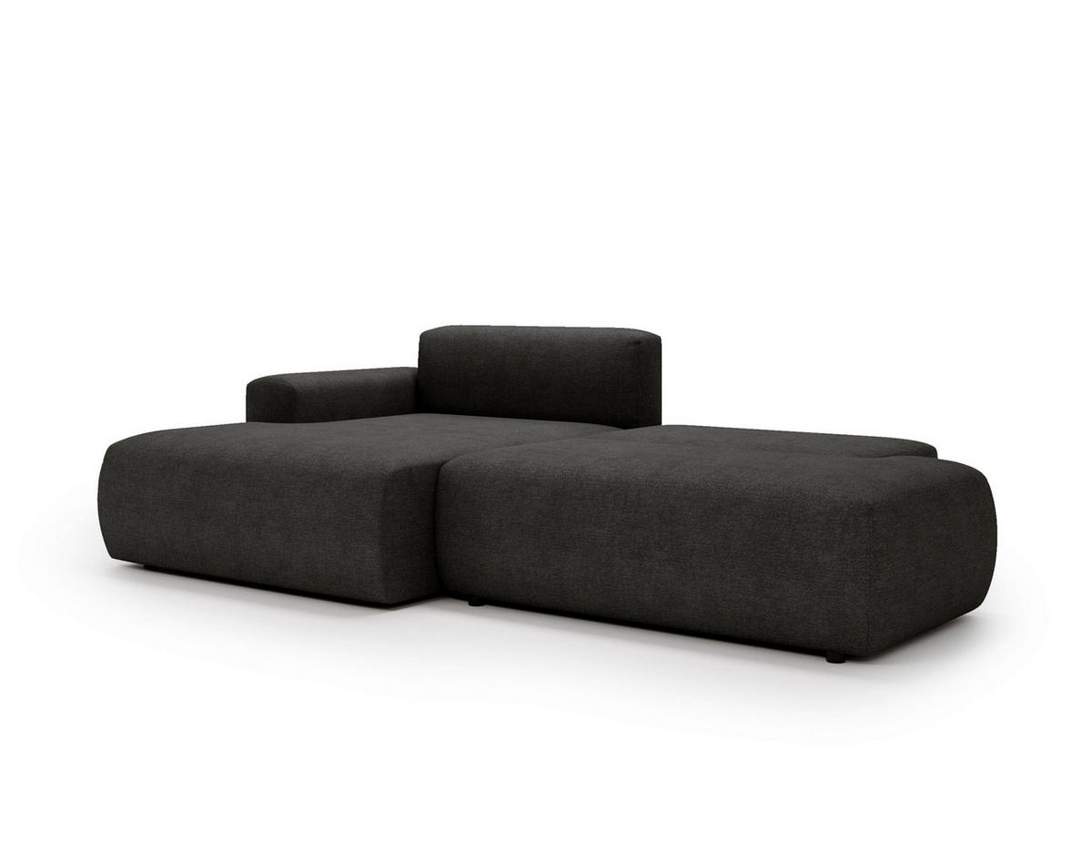 ECKSOFA REVE in Chenille Anthrazit  160/284 cm  - Anthrazit/Schwarz, Design, Kunststoff/Textil (160/284cm) - Livetastic