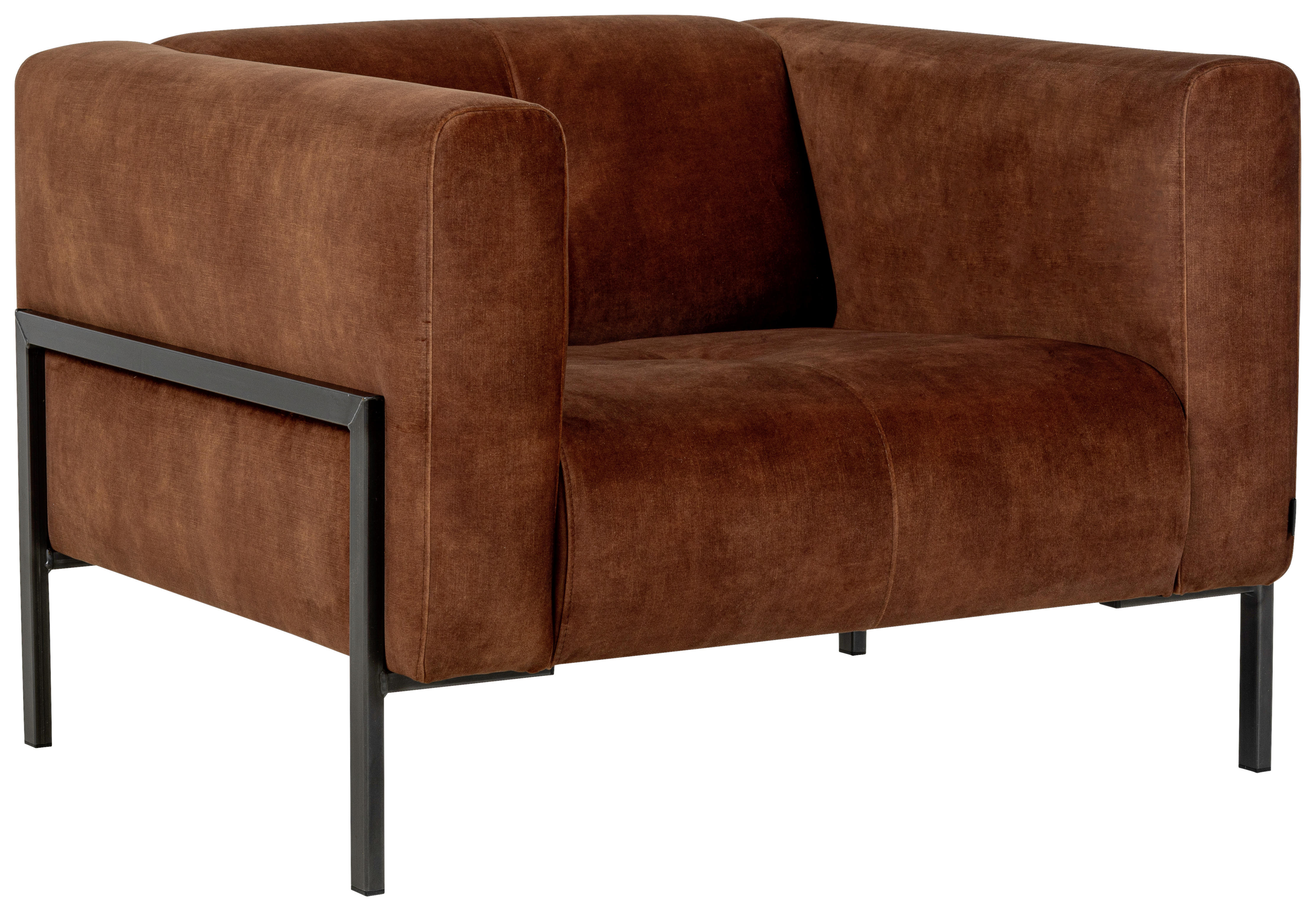 FÅTÖLJ i trä, textil kopparfärgad  - svart/kopparfärgad, Design, metall/trä (101/72/88cm) - Pure Home Comfort