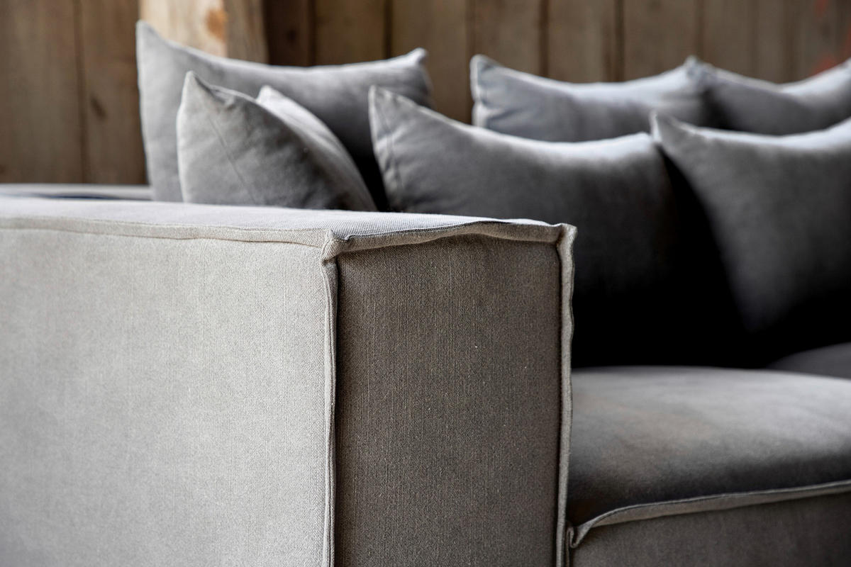 2-SITS SOFFA i plast, textil grå, svart  - grå/svart, Design, textil/plast (232/80/116cm) - Livetastic