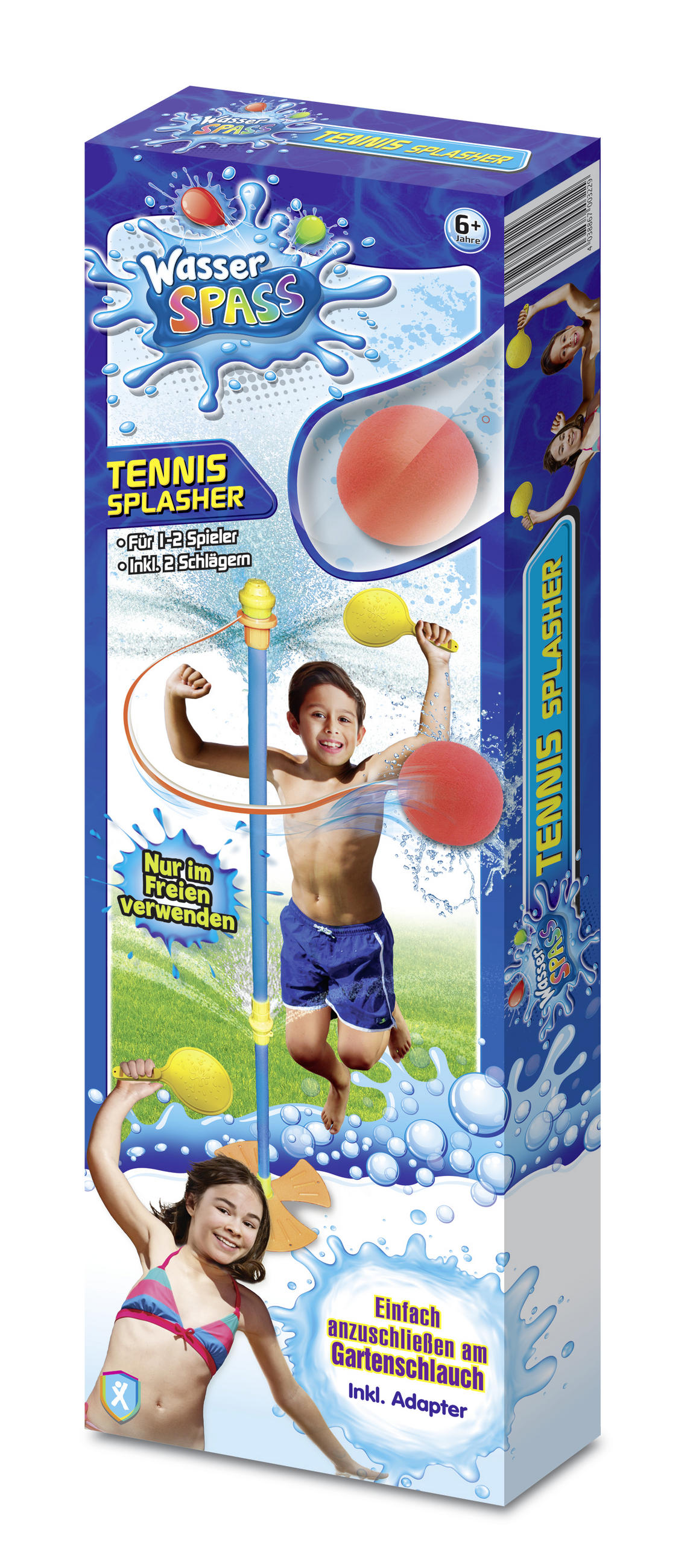 Tennis Splasher Wasserspaß Tennis Splasher Rot, Grün, Gelb, Blau  - Blau/Gelb, KONVENTIONELL, Kunststoff (20,3/63,5/5,7cm)