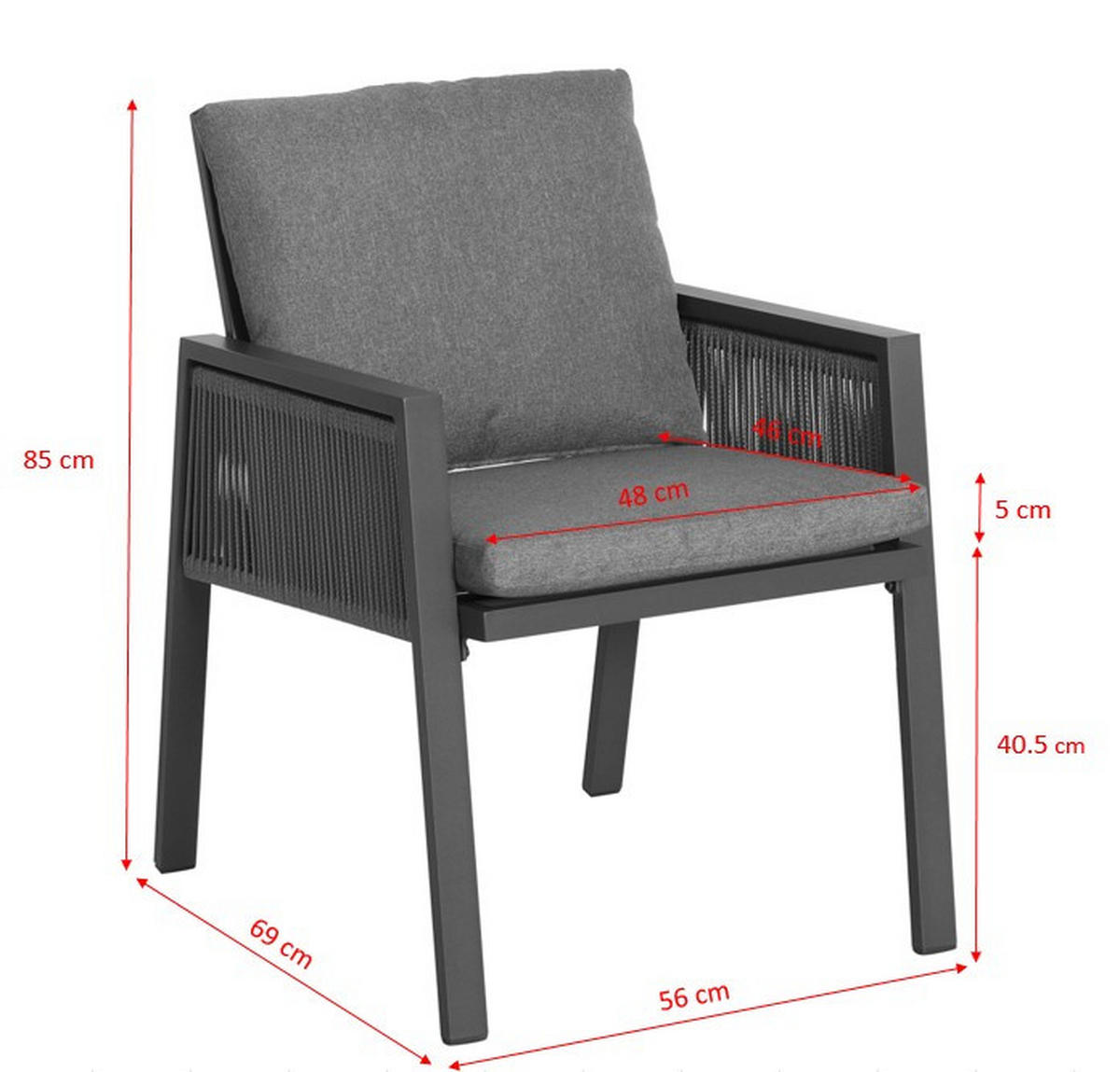 LOUNGESESSEL  - Anthrazit/Grau, MODERN, Kunststoff/Textil (56/85/69cm) - Amatio