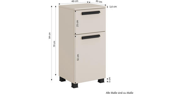 HÄNGESCHRANK 40/64/20 cm  - Sandfarben/Schwarz, KONVENTIONELL, Holzwerkstoff/Metall (40/64/20cm) - Xora