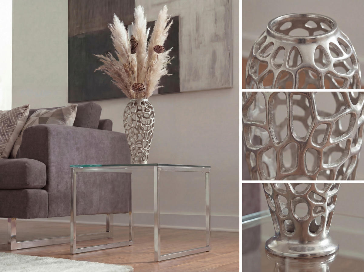 VASE 45 cm  - Silberfarben, Design, Metall (19/45cm) - Livetastic