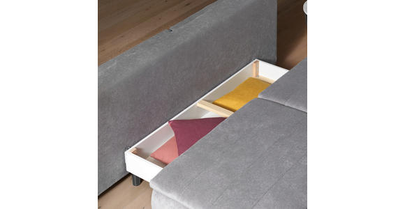 BOXSPRINGSOFA mit Schlafen auf Sitzhöhe, Stoffauswahl, Liegefunktion, Rücken echt Flachgewebe Grau - Schwarz/Grau, Design, Textil/Metall (204/93/100cm) - Novel