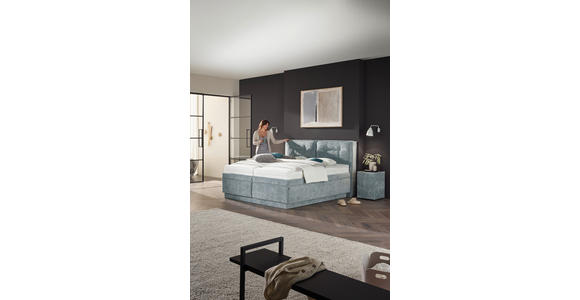 POLSTERBETT Bettkasten, Lattenroste, Matratzen 180/200 cm  in Blaugrau  - Blaugrau/Weiß, KONVENTIONELL, Holz/Textil (180/200cm) - Dieter Knoll