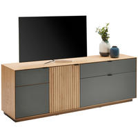 NÍZKÁ KOMODA, sukový dub, šedá, barvy dubu, 181/62/42 cm - šedá/černá, Moderní, kov/dřevo (181/62/42cm) - Linea Natura