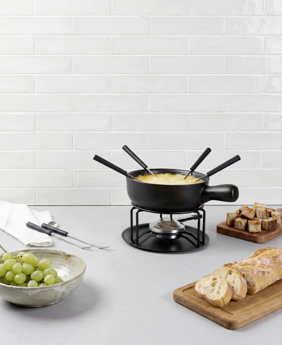 FONDUESET  - Edelstahlfarben/Schwarz, Basics, Keramik/Kunststoff - Homeware Profession.