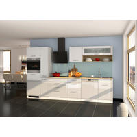 KÜCHENLEERBLOCK 330 cm   in Weiß Hochglanz  - Weiß Hochglanz/Silberfarben, MODERN, Holzwerkstoff/Metall (330cm) - Held