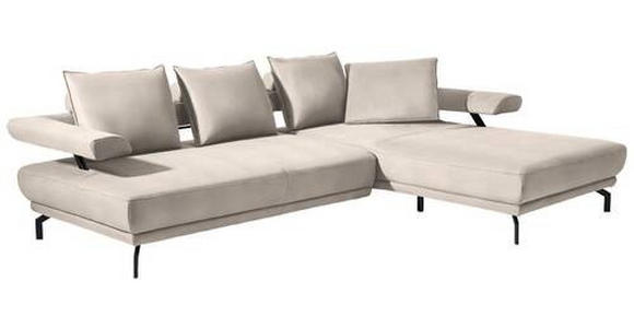 ECKSOFA in Mikrofaser Creme  - Creme/Schwarz, Design, Textil/Metall (305/224cm) - Dieter Knoll