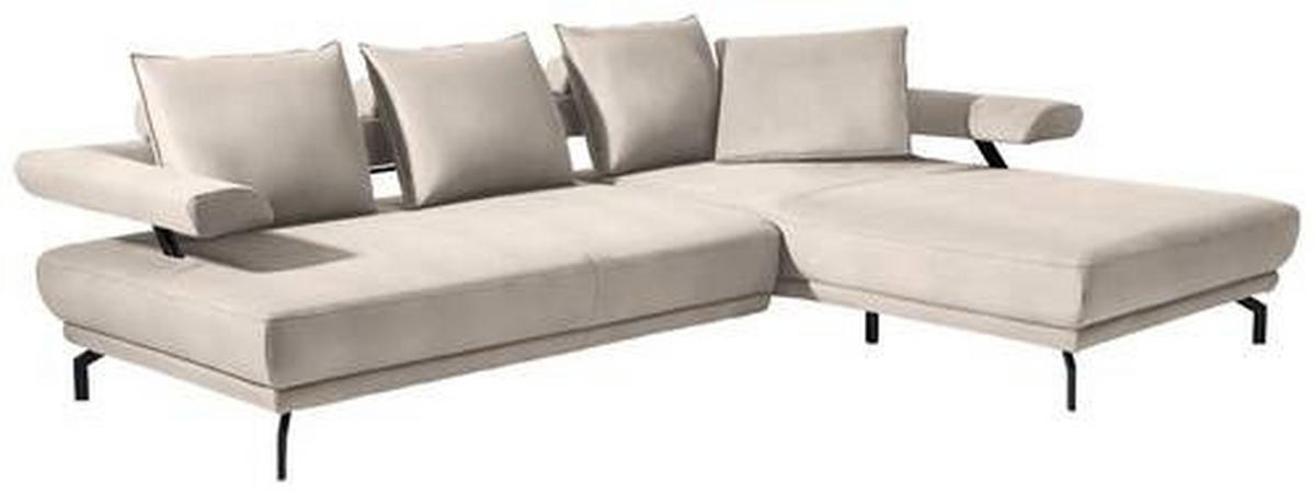 ECKSOFA in Mikrofaser Creme  305/224 cm  - Creme/Schwarz, Design, Textil/Metall (305/224cm) - Dieter Knoll