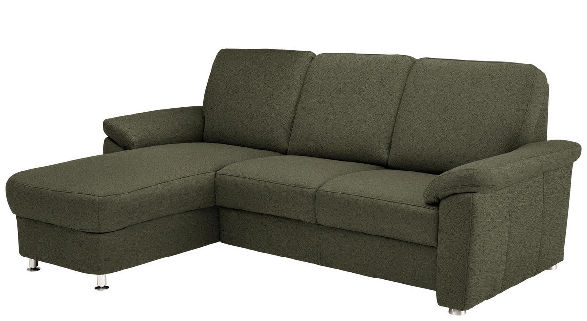 ECKSOFA in Flachgewebe Grün  - Chromfarben/Grün, Konventionell, Textil/Metall (163/220cm) - Beldomo System