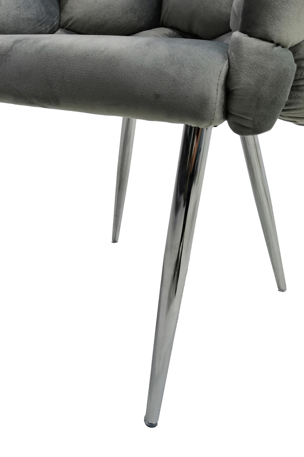 ARMLEHNSTUHL-SET 2 Stück  in Samt  - Silberfarben/Grau, MODERN, Textil/Metall (65/79/61cm) - Kayoom