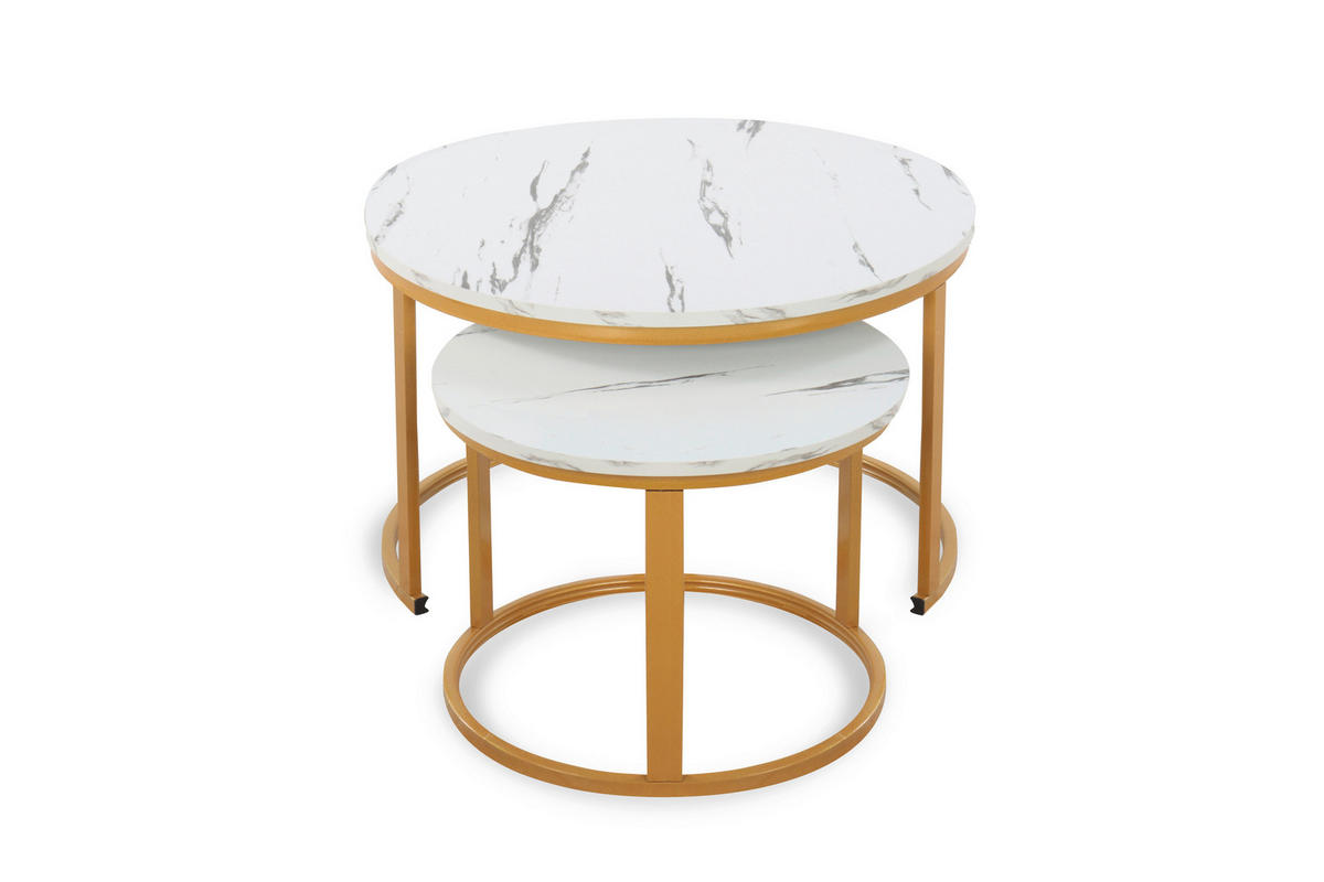 SET KLUB STOLIĆA višebojno, bijela, zlatne boje  metal, drvni materijal  - bijela/višebojno, Design, drvni materijal/metal (50-70/50-70/38-45cm) - MID.YOU