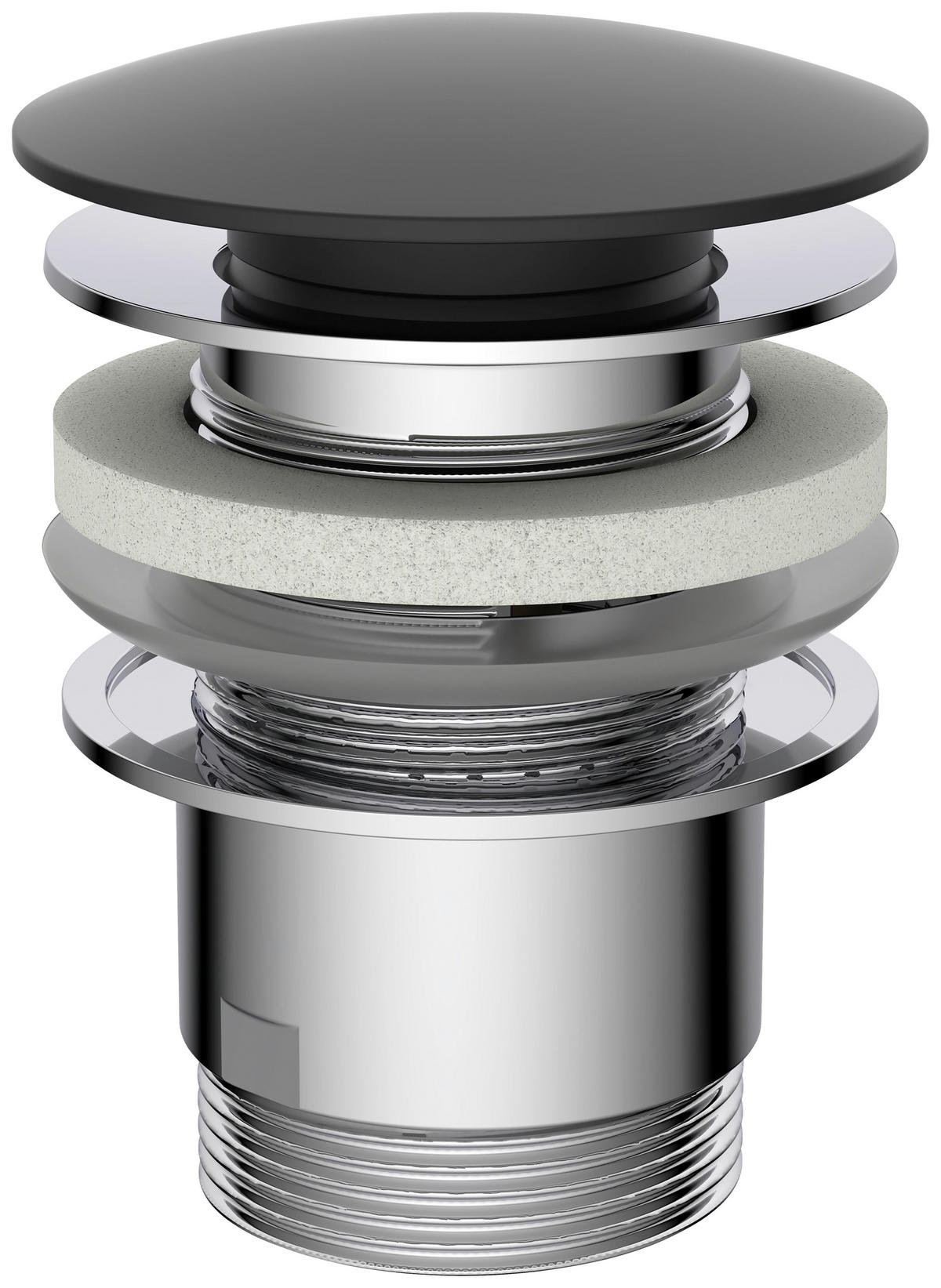 ABLAUFVENTIL  - Chromfarben/Schwarz, Basics, Metall (6,5cm) - Schütte